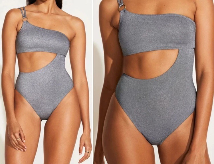 P :) Cosmo One Shoulder Piece SWIMSUIT Size S Twilight Metallic