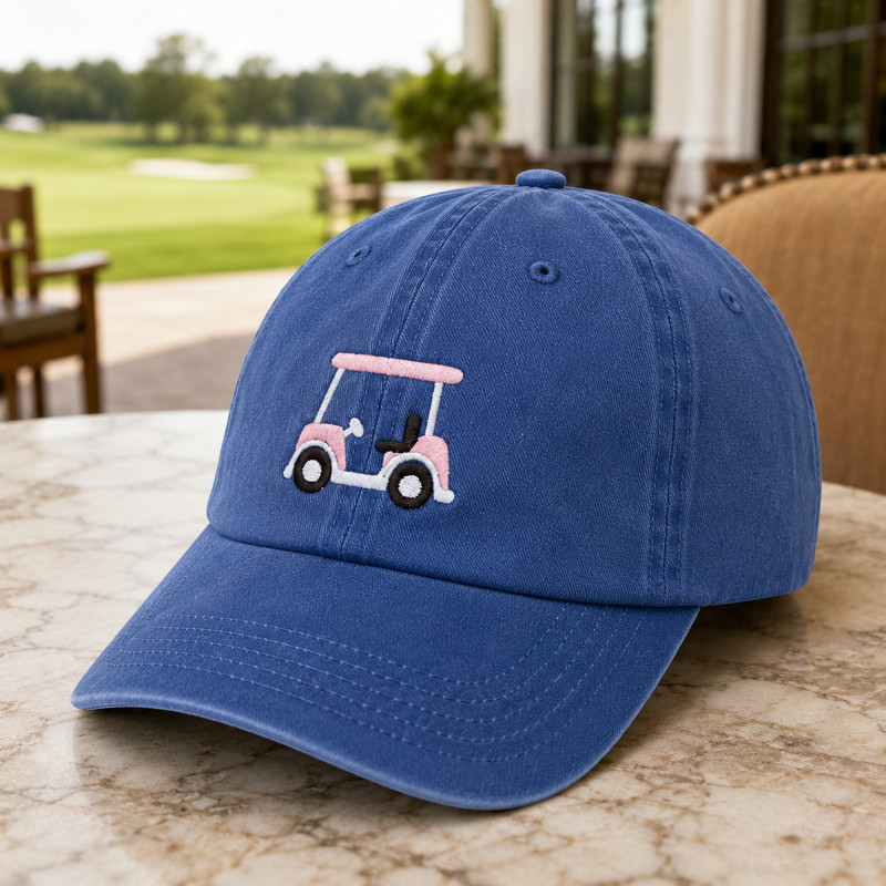 Embroidered Golf Cart Baseball Hat, Country Club Sporty Dad Cap gallery