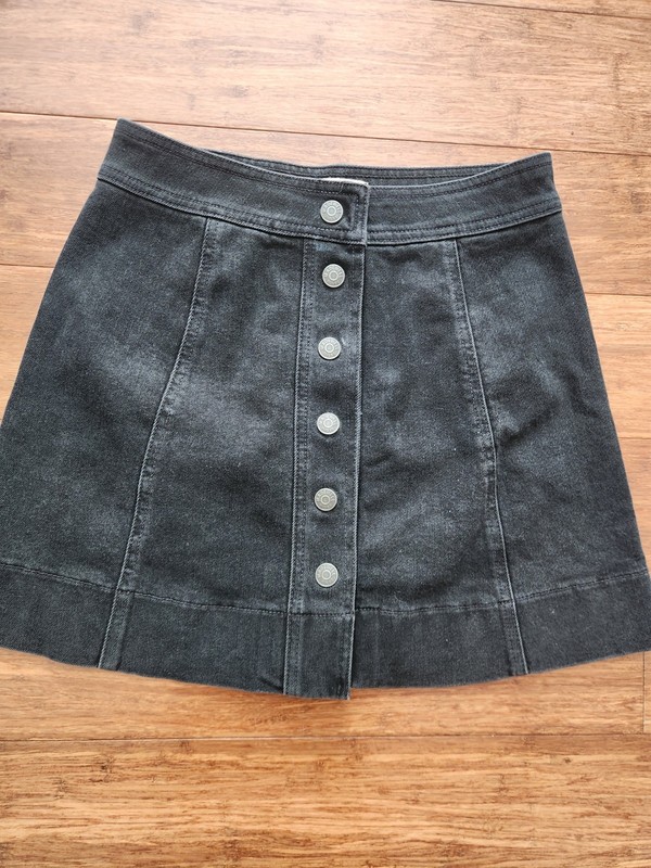 Madewell Womens Snap Button-Front Black Gray Denim Mini Skirt, Size 0