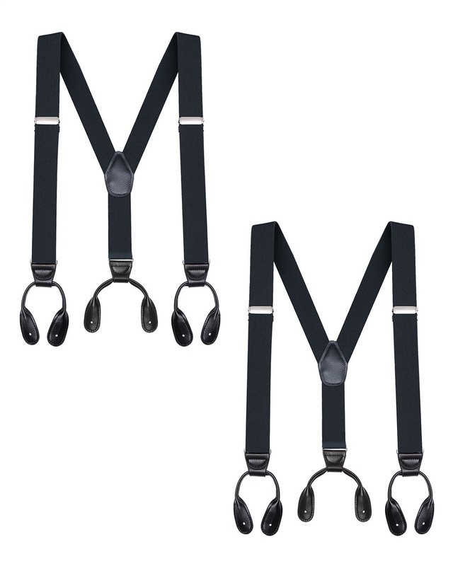 Buyless Fashion Button End 2 Pack Suspender Men 48″ Adjustable Straps 1 1/4″ – Y