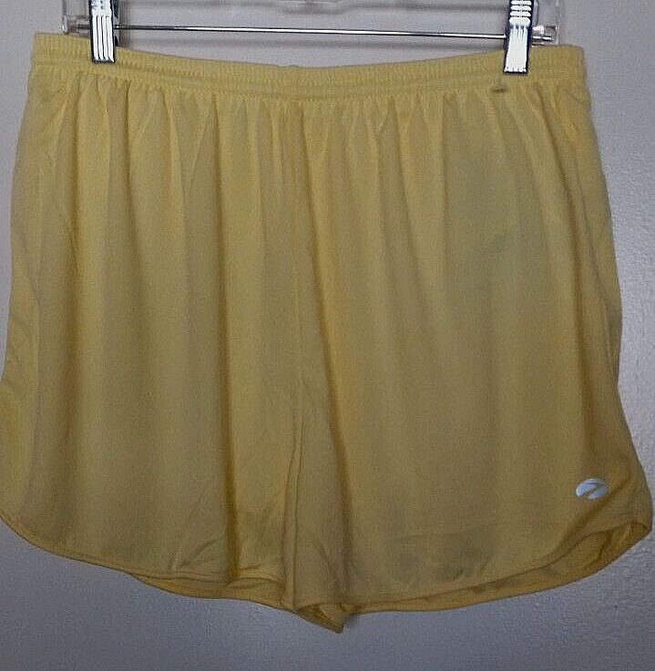 Brooks 100% polyester solid yellow running shorts size XL