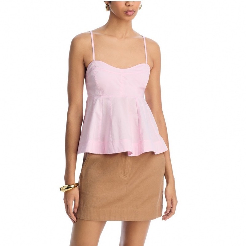 Steve Madden Delta Peplum Top Pink Lemonade Sweetheart Cotton Cami XS BP104596