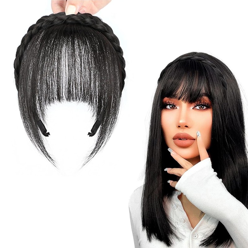 Braids Headband Hair Neat Fringe Bands Instant Hair Bangs With Headband Braided