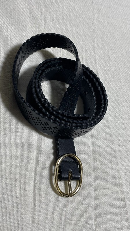 Black Patterned Belt with Gold Clasp (Size L)