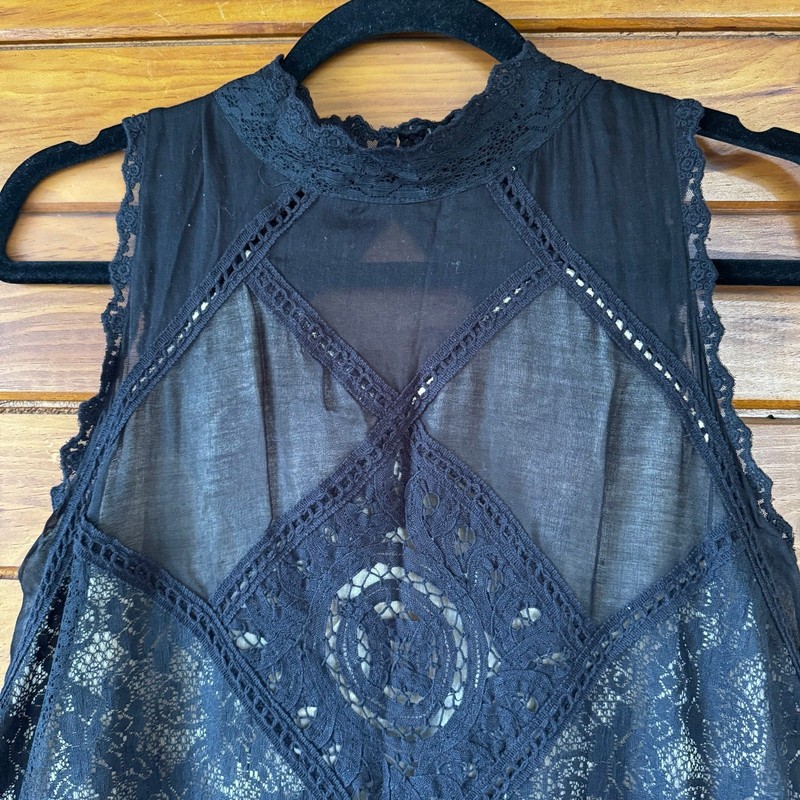 Free People Angel Lace Coquette Cotton RawHem Mini Babydoll Dress Size Small gallery