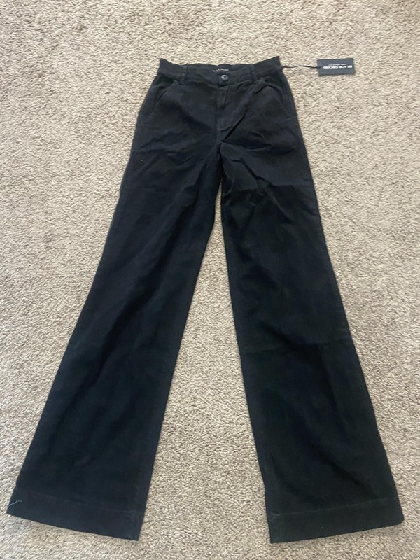 Black Orchid Pants Womens 26 Black Twill Relaxed Wide Leg Chino Pockets Casual