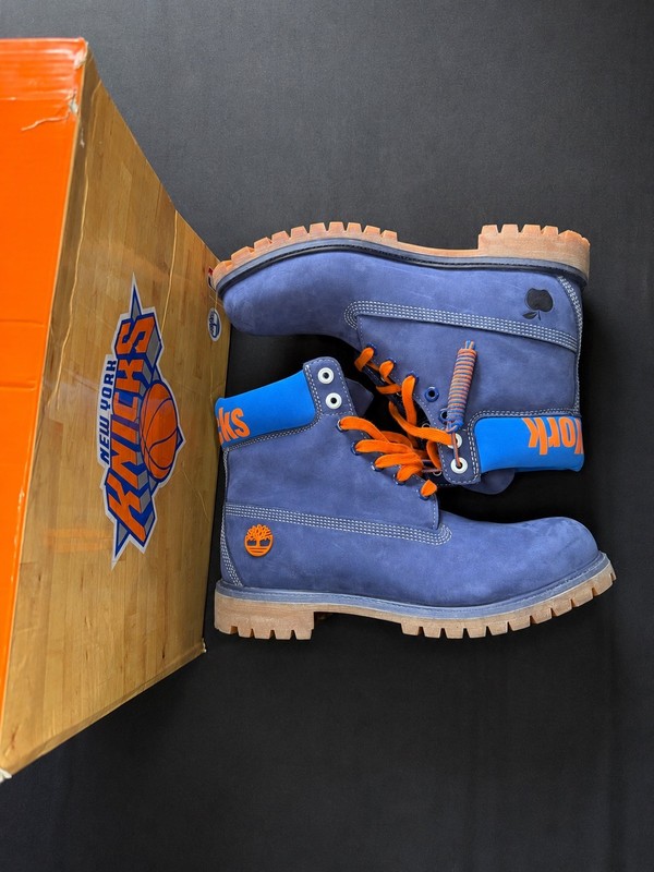 Timberland NBA New York Knicks Nubuck Lace-Up Ankle Work Boots Blue 10.5 M