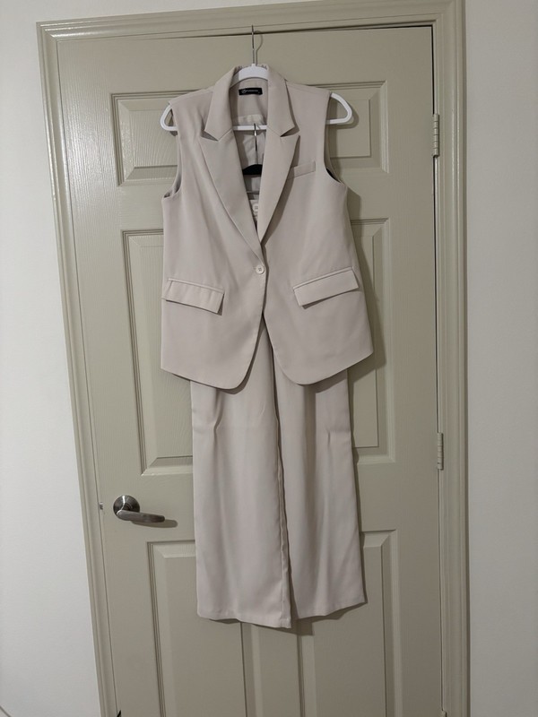 PRETTYGARDEN Women's 2 Piece Sleeveless Suit Vest and Wide Leg Pants Blazer Sets gallery