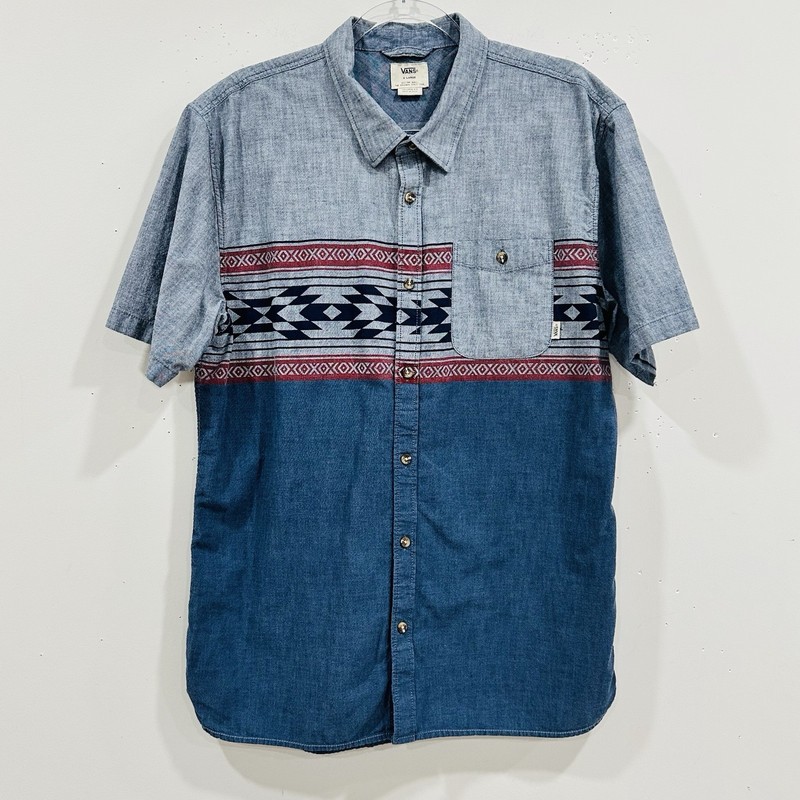 Vans Southwest Navajo Design Blue And Red Button Down Shirt XL
