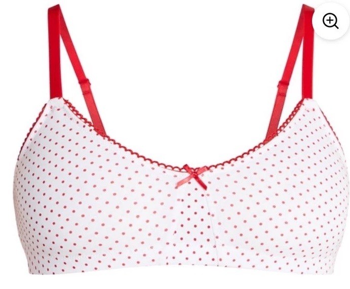 No Boundaries Bralette Bra White/Red Polka Dot 40DD Unpadded Pullover
