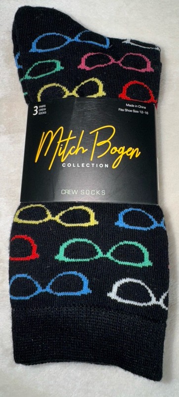3 Pair MITCH BOGEN Collection Men’s Dress Crew Socks Sz 12-16 Multicolor Cotton