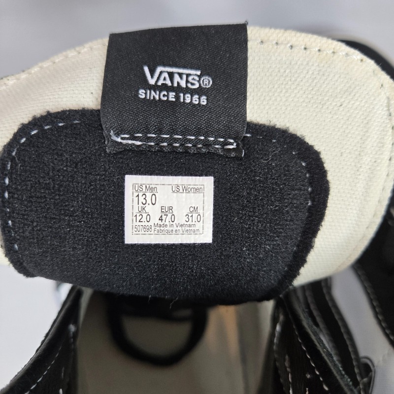 NEW Vans Shoes Sk8-Hi Flame Black/White Men's 13.0 gallery