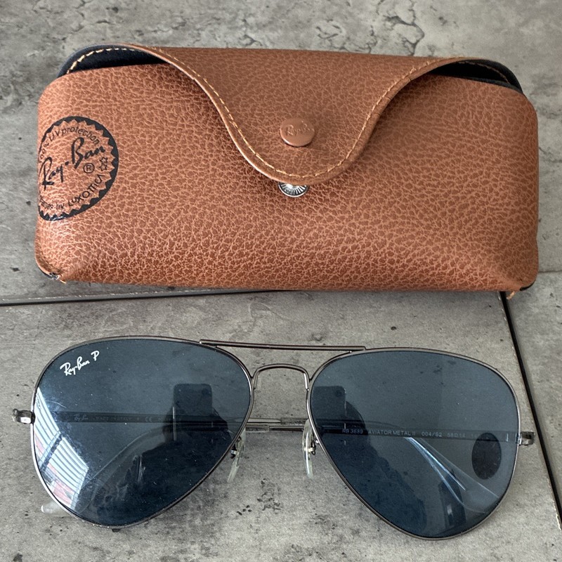 Ray-Ban RB3689 Aviator Metal II Men’s Sunglasses Silver Frame Gray Polarized