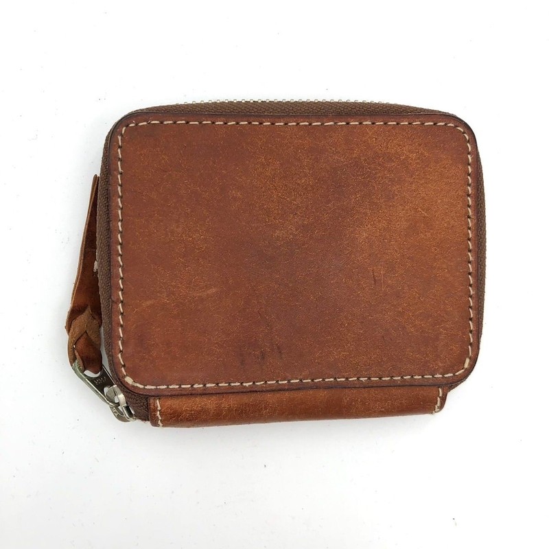 Porter Bifold Wallet Leather Brown Used 9x11cm Zipper L-Shaped gallery
