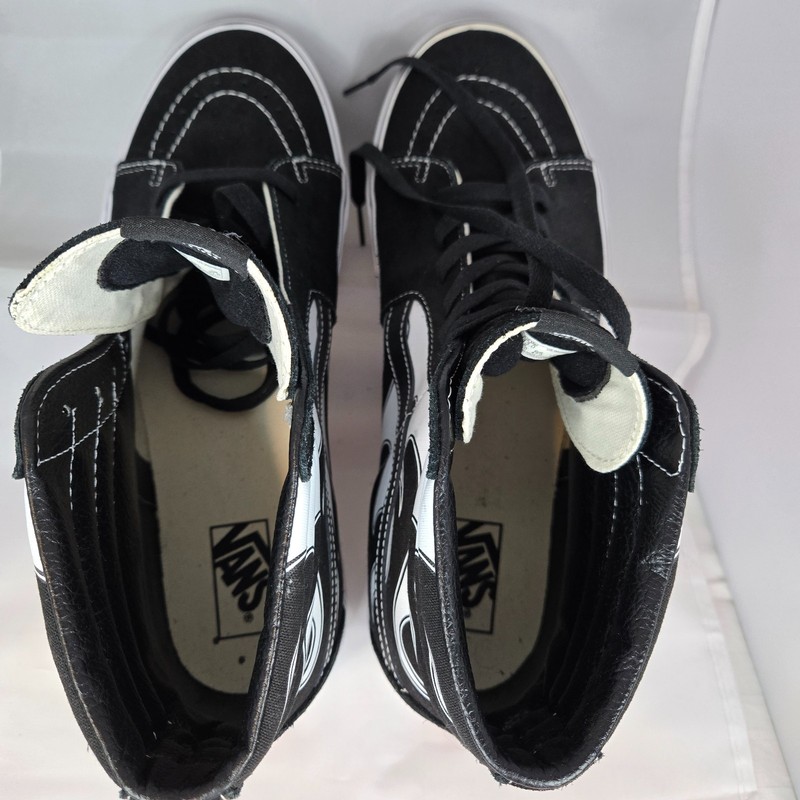 NEW Vans Shoes Sk8-Hi Flame Black/White Men's 13.0 gallery