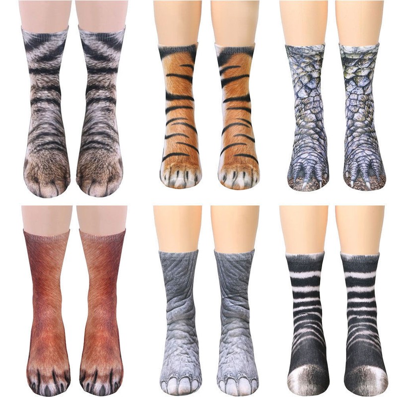 US Seller Unisex Women Men Adult Teen 3D Animal Print Sock Paw Crew Foot Socks gallery