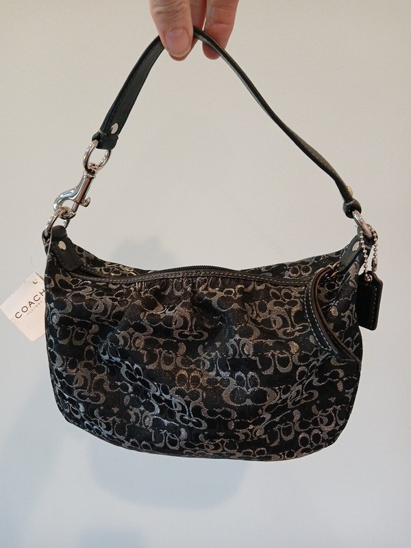 NWT Coach Women’s Shoulder Bag Mini Black Silver Signature C NEW Coach Purse