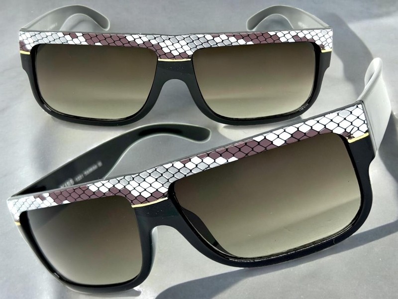 Classic Vintage Retro Hip Hop Rapper Pimp Style SUNGLASSES Black Snakeskin Frame
