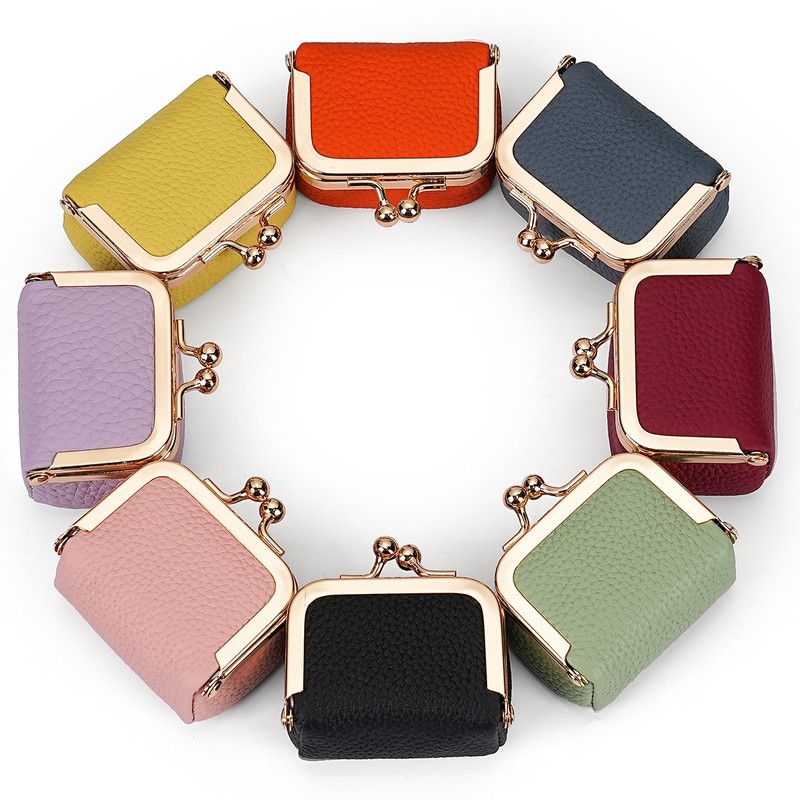 Genuine Leather for Women Mini Jewelry Box Coin Purse with Kiss Lock Mini Wallet gallery