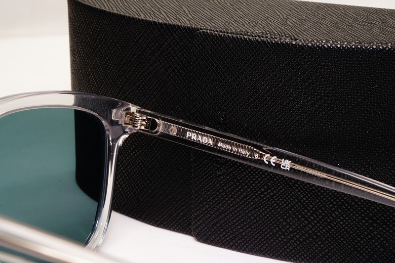 Prada Sunglasses Glass Lens Transparent Grey Crystal Blue PR18WS SPR 18W U43-0A9 gallery
