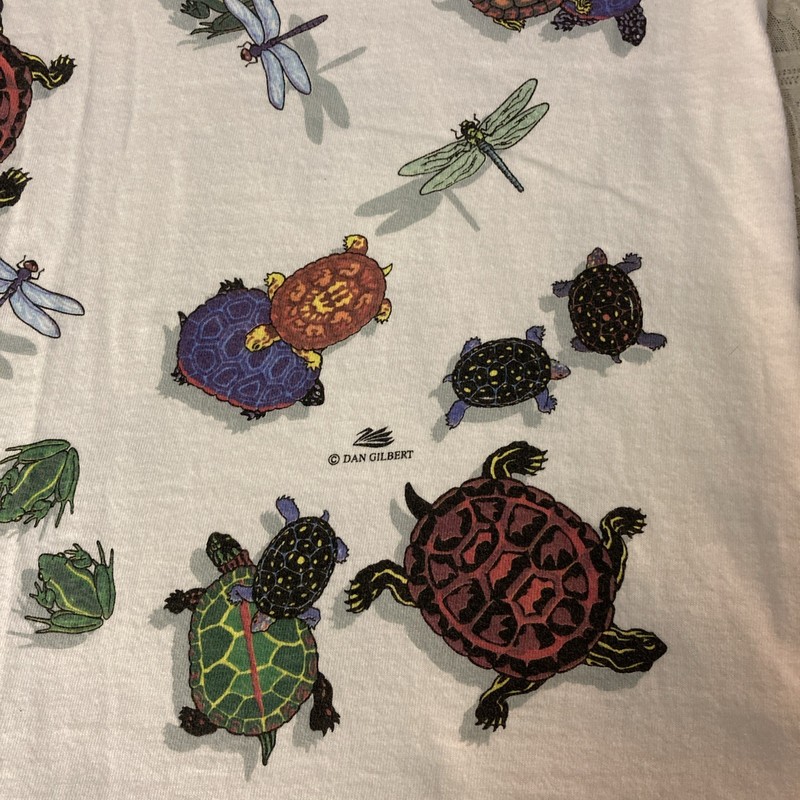 Vintage 90s Turtle Frog Dragonfly All Over Print Dan Gilbert Graphic Shirt M gallery