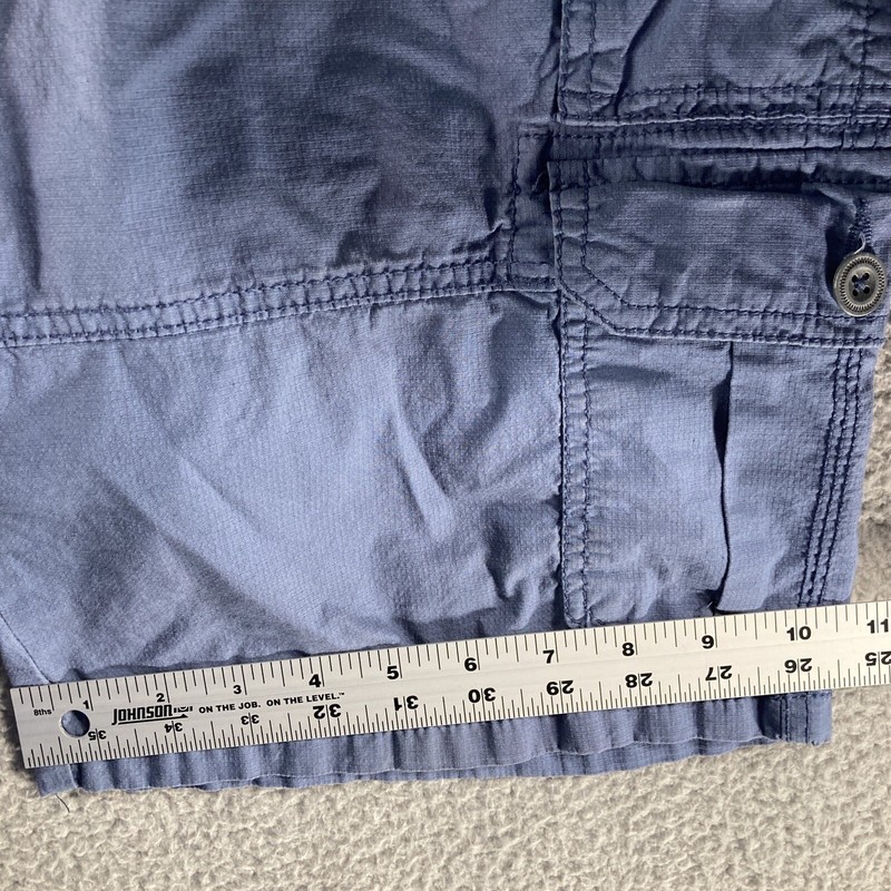 Iron Co Cargo Shorts Mens 32 Blue Ripstop Stretch Utility Pockets Casual. FLAW gallery