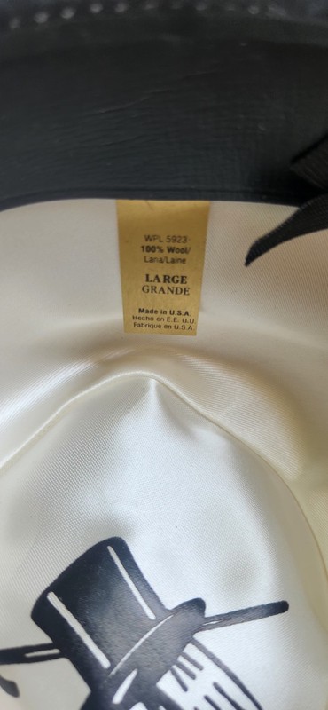 LARGE Men's White Wool Felt Derby Hat, Lined Solid Pattern, Size L gallery