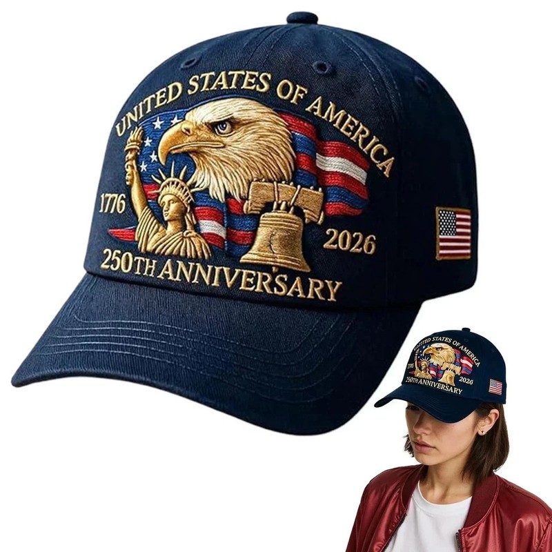 America 250th Anniversary Baseball Cap 1776–2026 USA Patriotic (BLUE) PRINTED