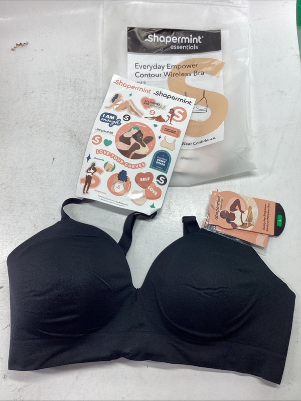 Shapermint Everyday Empower Contour Wireless Bra Large Black gallery