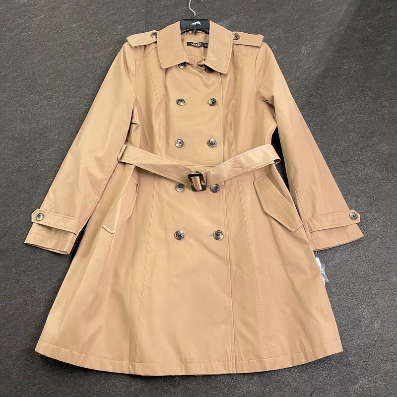 LAUREN RALPH LAUREN Needle Trench Coat Women’s Size XL Sand