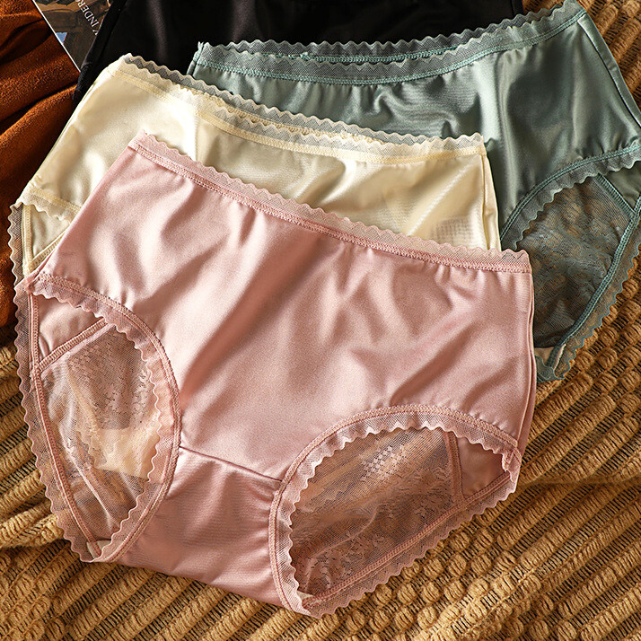 4 Pack Lot Sexy Womens Silky Satin Panties Lingeries Lace Sheer Underwear Briefs gallery