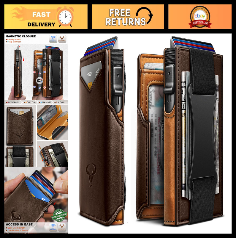 Slim Front Pocket Wallet with Money Clip & Card Holder – Gift Boxed, Pop-up Acce