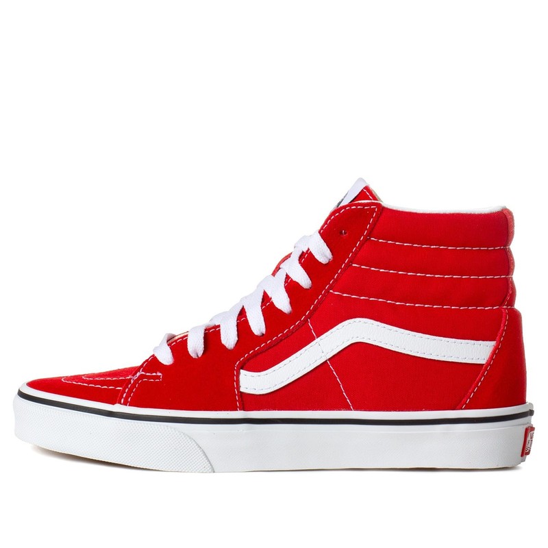 Vans Men Sk8-Hi Skateboard Sneakers Racing Red/True White Size 9.5 US