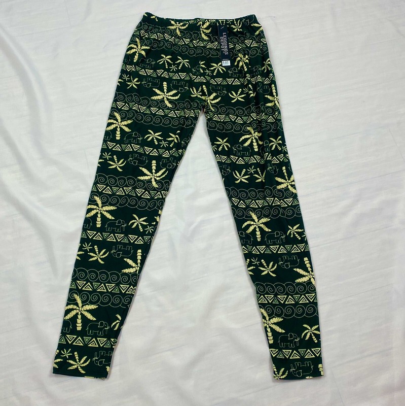 Leggings Depot Womens Elephant Palm Tree Soft Leggings Green Black One Size gallery
