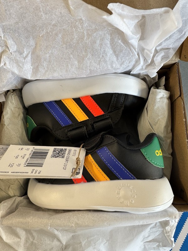 Adidas Grand Court 2.0 CF Shoes Kids Baby Sneakers Black White Infant Size 5 1/2