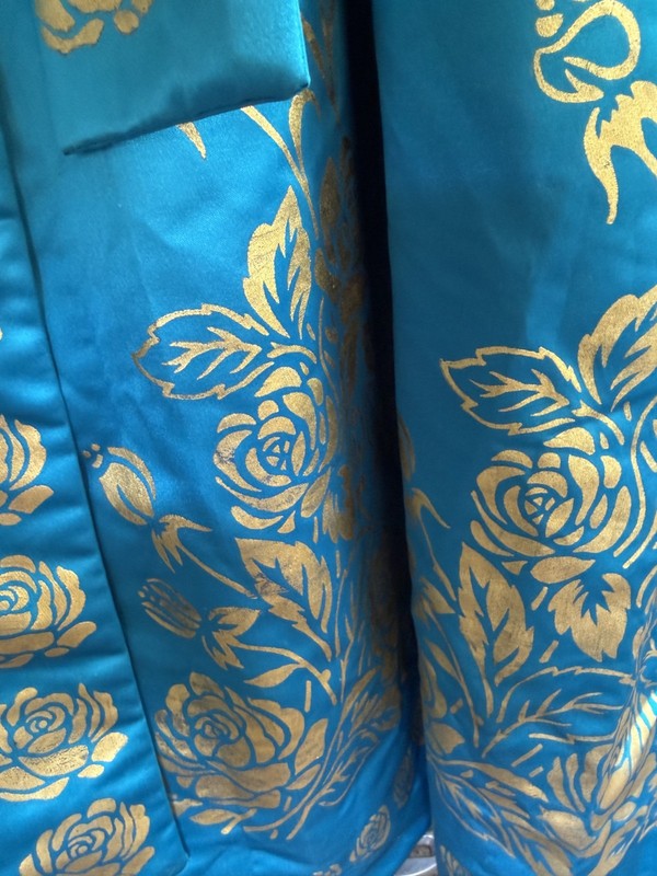 Vintage Korean Traditional Dress Silk Hanbok Pink &Blue w/Petticoat Size S/M gallery