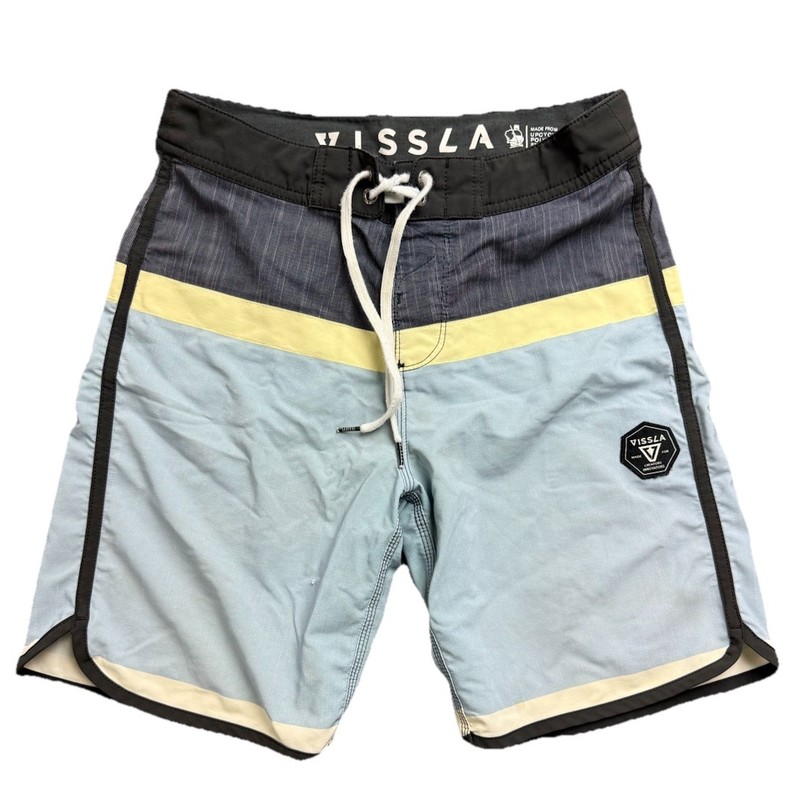 Vissla Men’s Board Shorts Size 30 Swim Surf Trunks Aqua Blue Gray Stretch Beach