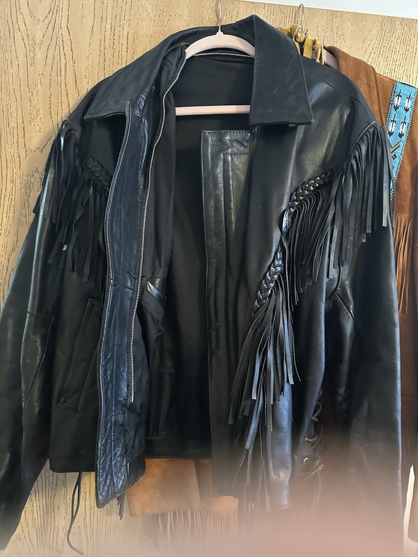 Men’s Leather Motorcycle Jacket Chaps and Gloves Size Large Vintage