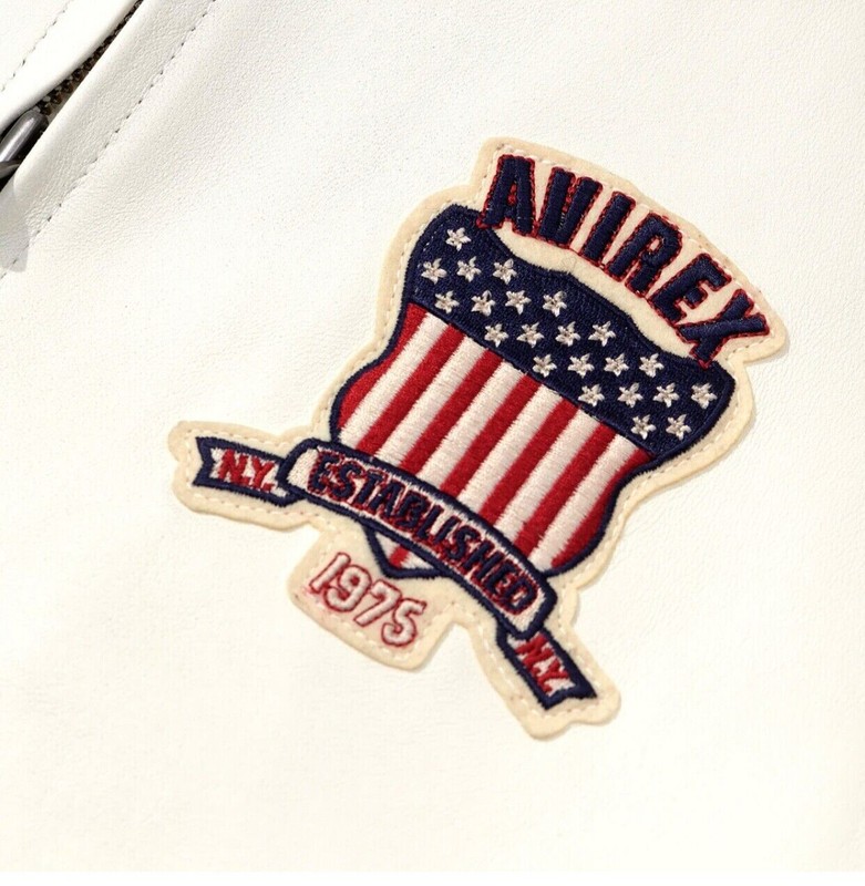 Mens Avirex Red Real Bomber American Flight Jacket Leather Jacket. FAST SHIPPING gallery