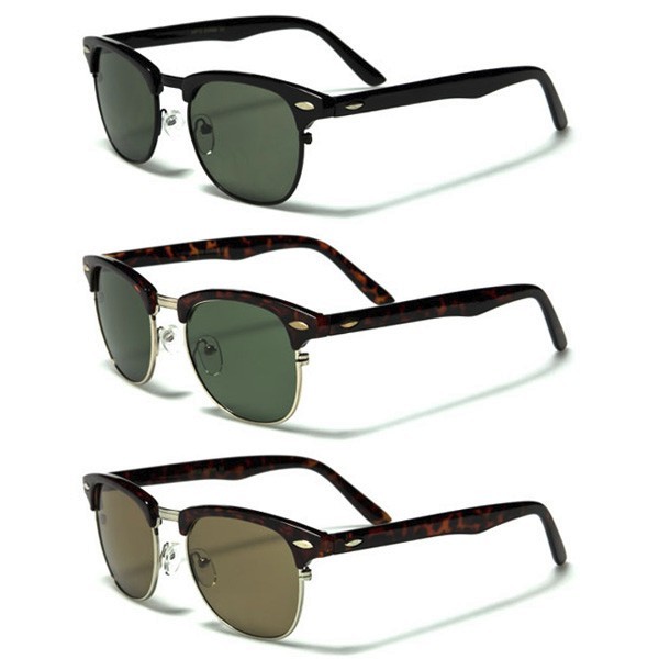 Retro Rewind Small Club Sunglasses Men’s Vintage 80s Glass Lens Eyewear Black
