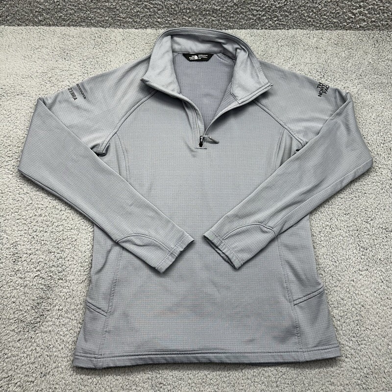 North Face NF0A47FC Womens Medium Gray 1/4 Zip Pullover Fleece ZEBRA scansource
