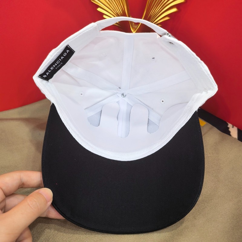 Balenciaga White Adjustable Baseball Cap with Black Brim gallery