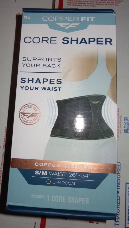 COPPER FIT Core Shaper Waist Shaping Back Supporting Size S/M 26″-34″ Charcoal