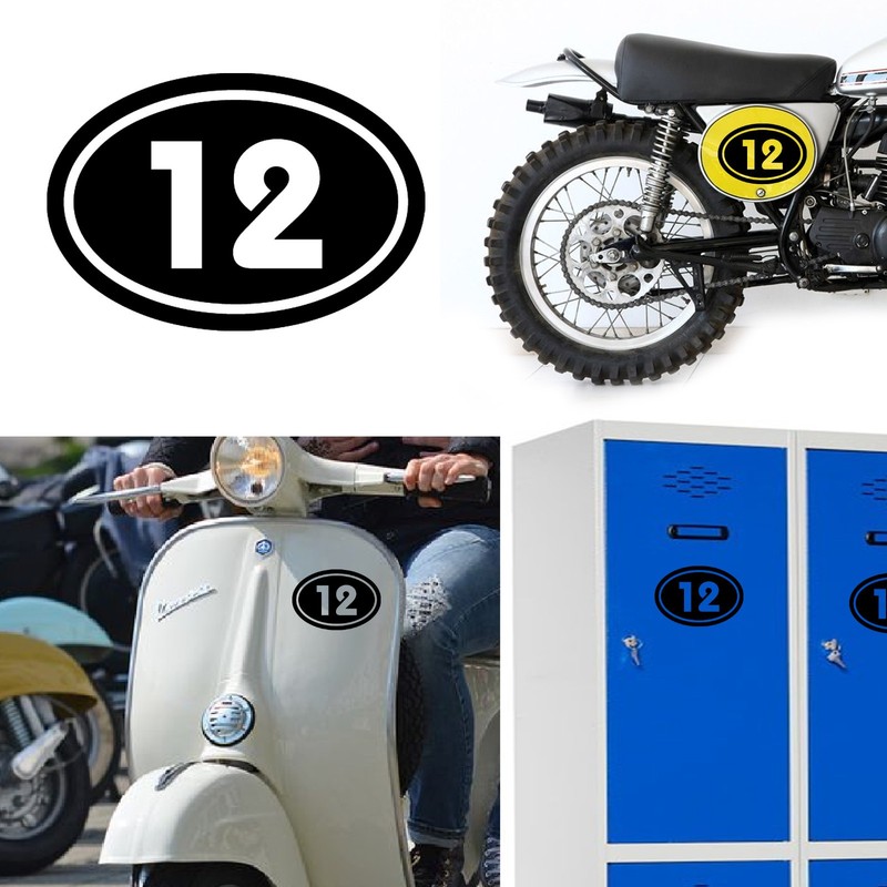 Number 12 V2 Oval, Sticker Vinyl