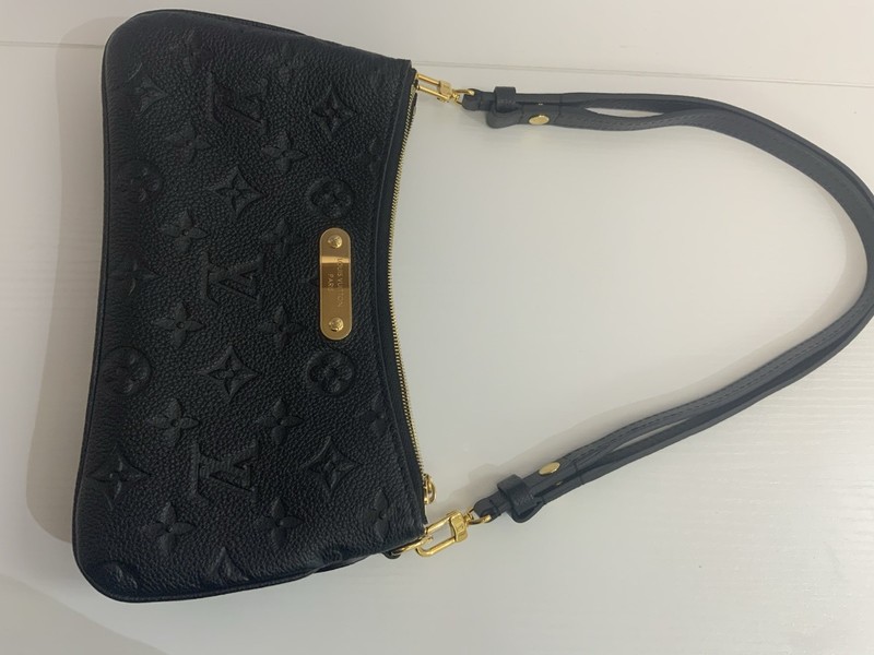 Authentic Louis Vuitton Pochette Liv Black Grained Monogram Empreinte Leather gallery