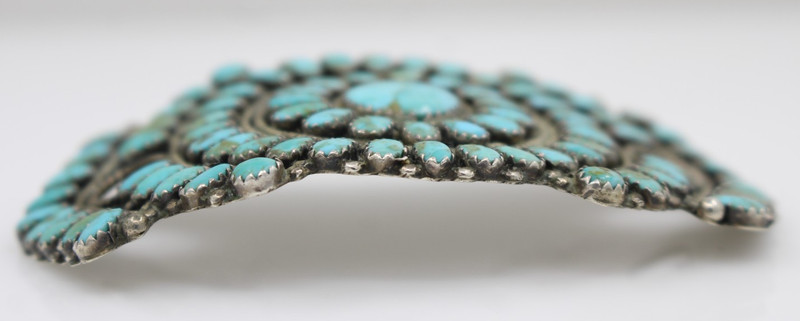 Navajo Larry Moses Begay Sterling Silver Turquoise Hair Barrette gallery
