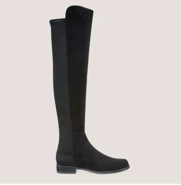 Stuart Weitzman 5050 Over-the-Knee Boot Black Leather Pull-On Stretch US 9.5