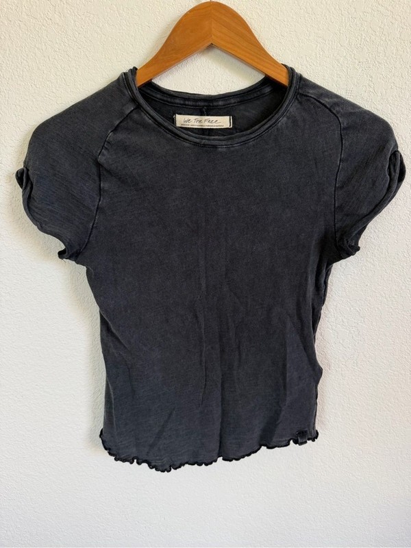 Free People shrunken baby T-shirt in washed black gallery