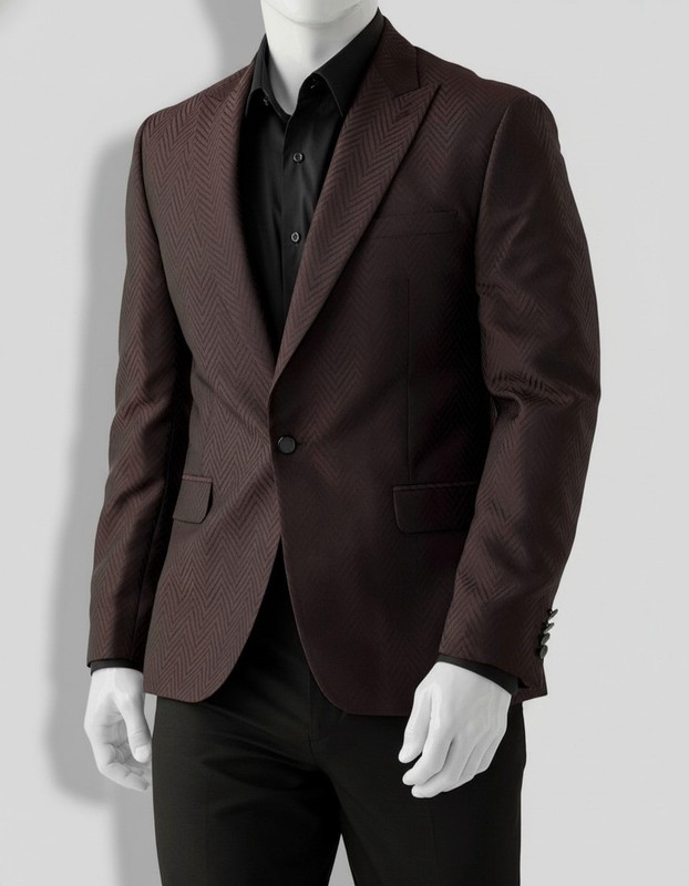 Karl Lagerfeld Paris Men’s Red Single Breasted Herringbone Jacket Blazer Sz 42L