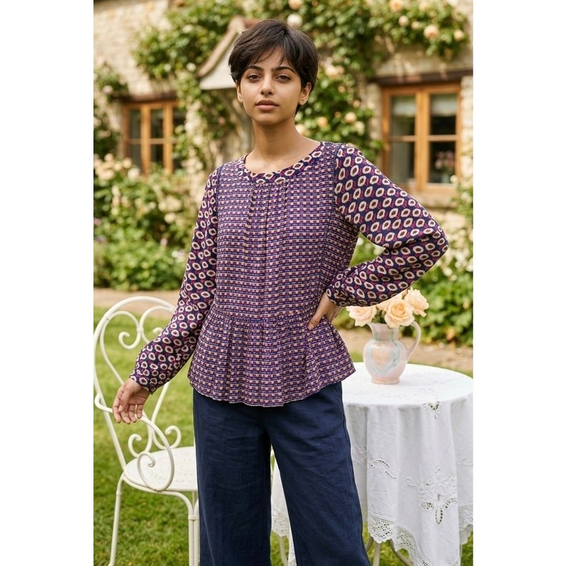 Anthropologie Peplum Blouse S Romantic Boho Art Teacher Countryside Indie